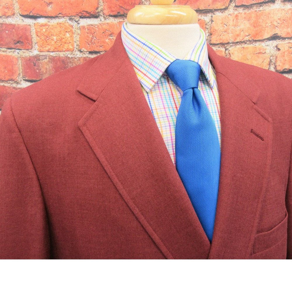 44 L - VTG DARK RED RED & GOLD 2 BUTTON SPORT COAT AUSTIN REED